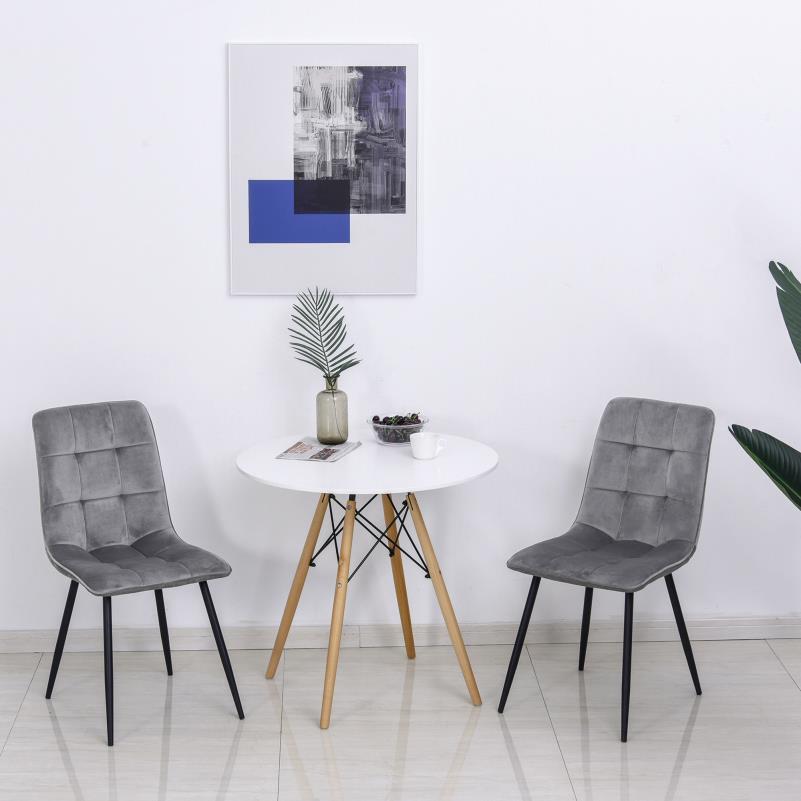 Eetkamerstoel – Stoel – Kuipstoel – Keukenstoel – Woonkamerstoel – Gestoffeerd Comfort – Stevig Metalen Onderstel – Set van 2 – 45x63x90 cm – Moderne Retro Stijl