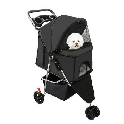 Hondenbuggy – Dierenwagen – Huisdierenwagen – Wandelwagen – Dierenbuggy – Lichtgewicht Met Metalen Frame – Opvouwbaar Met Grote Opbergmand