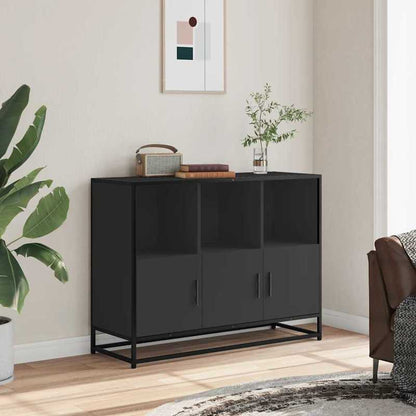Sideboard 100x35x76cm edited wood zwart Practical and removable