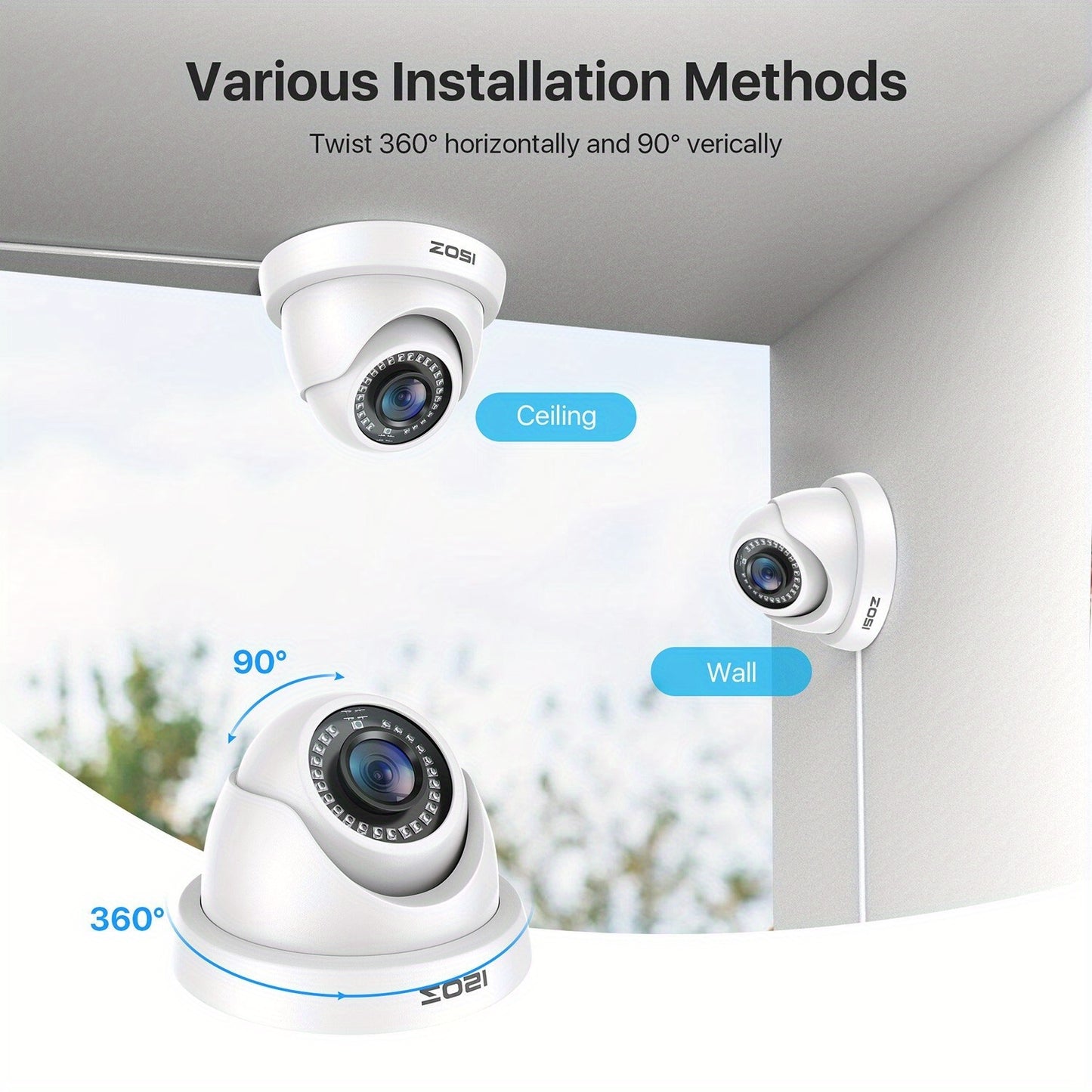 Dome Beveiligingscamera – CCTV Camera – Surveillance Camera – Camera Voor Thuis – Buitenbeveiliging – 1080P HD Resolutie – 24 Meter IR Nachtzicht – Set Van 8 Met BNC Kabels