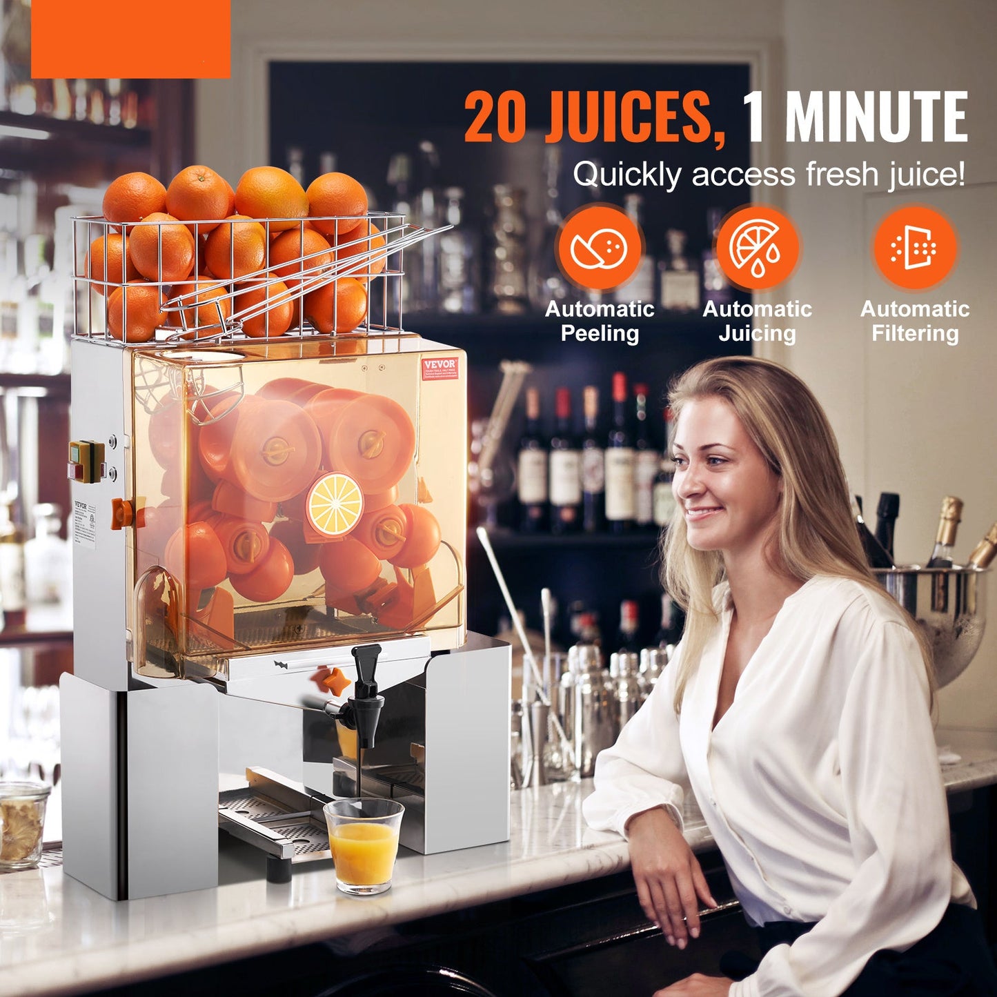 Sinaasappelpers – Citruspers – Sapmachine – Juicer – Fruitpers – 120W Krachtige Motor – Roestvrijstaal 304