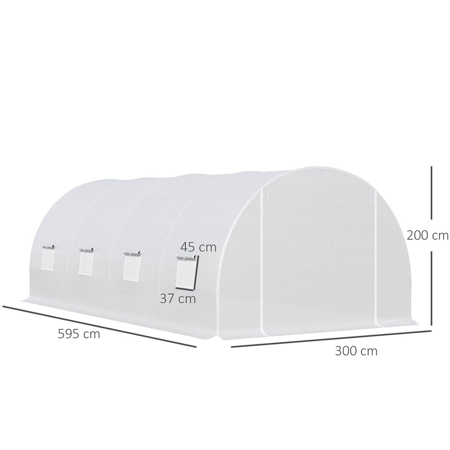 Kweekkas – Kas – Tuinkas – Plantentunnel – Broeikas – Groot 595x300x200 cm – Verstevigd Verzinkt Stalen Frame – UV-bestendige Transparante PE Folie