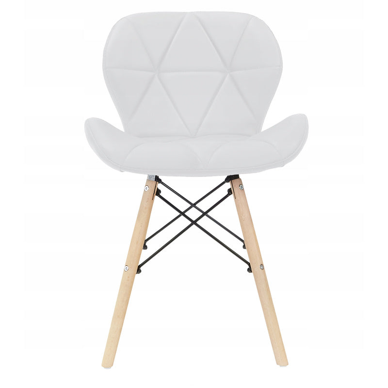 Leren Stoel – Eetkamerstoel – Bureau Stoel – Woonkamer Stoel – Design Stoel – Eco-leer Zitting – Beukenhouten Poten – 48x44x73 cm – Draagkracht 120 kg