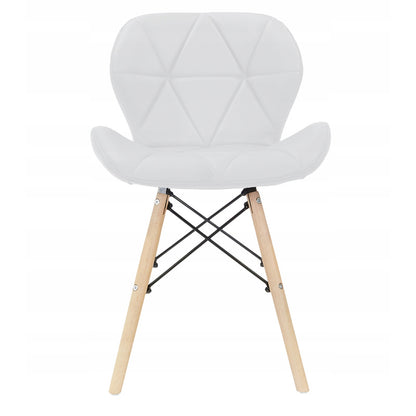 Leren Stoel – Eetkamerstoel – Bureau Stoel – Woonkamer Stoel – Design Stoel – Eco-leer Zitting – Beukenhouten Poten – 48x44x73 cm – Draagkracht 120 kg