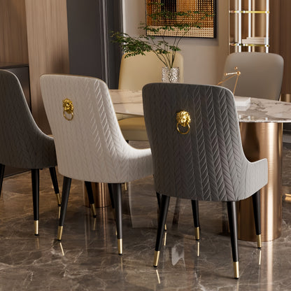 Eetkamerstoel – Stoel – Kuipstoel – Accentstoel – Comfortstoel – Set van 2 – Kunstleer Bekleding – Memory Foam Zitting – Carbon Stalen Frame – Hoge Rugleuning Met Leeuwenkopdetail