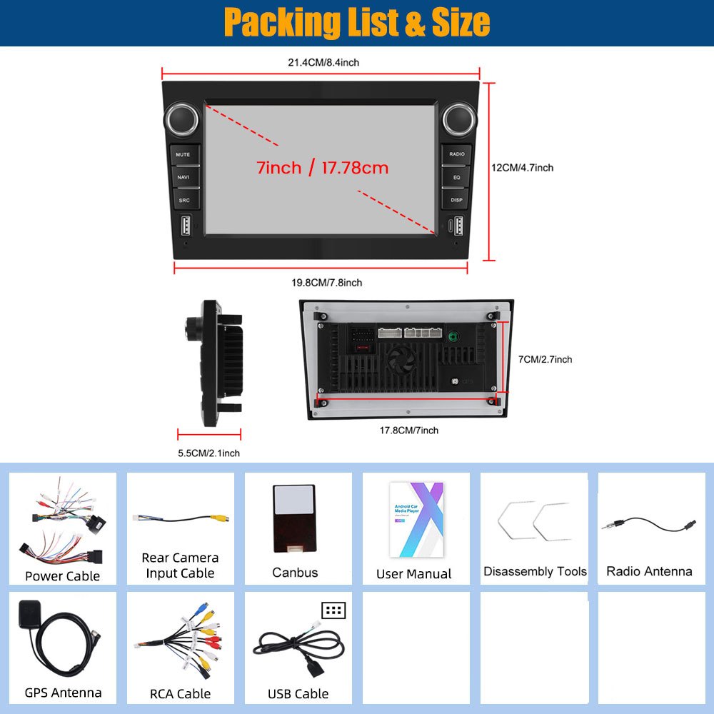 Android 15 Autoradio – Car Stereo – Inbouwradio – Multimedia Systeem – Auto Entertainment – 7-inch HD Touchscreen – Draadloze CarPlay & GPS Navigatie