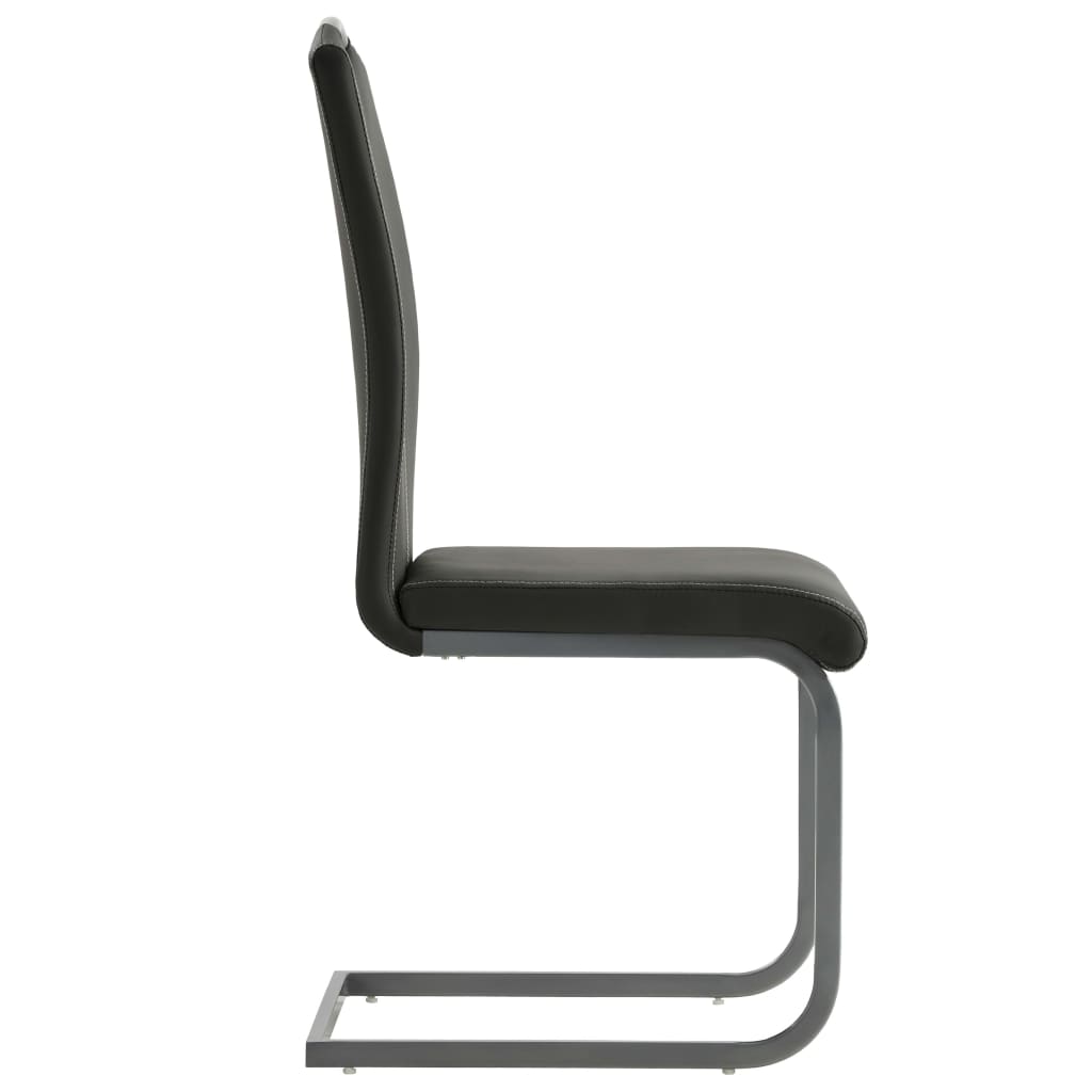 Eetkamerstoelen – Stoelen – Dining Stoelen – Kuipstoel – Zwarte Kunstleren Stoelen – Set Van 2 – Comfortabel Foam Gevoerd – Stevig Metalen Frame