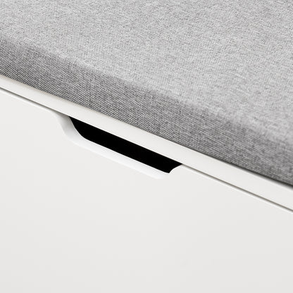 Schoenenbank – Schoenenrek – Opbergbank – Halbank – Zitbank – 4 Compartimenten – Comfortabel Zitkussen – Draagkracht 250 kg – Wit Hout 105x24x52 cm