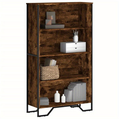Bookshelf 80X31X137.5 Cm Made of Treated Wood in Smoked Oak Color. Vertical Shelves, Sturdy And Durable, Attractive, Ample Storage Space, Smooth Surface, Moisture-Resistant, Warp-Resistant, And Split-Resistant, Suitable for O