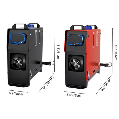 12V Diesel Luchtverwarmer – Diesel Air Heater – Dieselverwarming – Parkeerverwarmer – Camper Heater – 8 kW Vermogen – LCD Afstandsbediening Rood