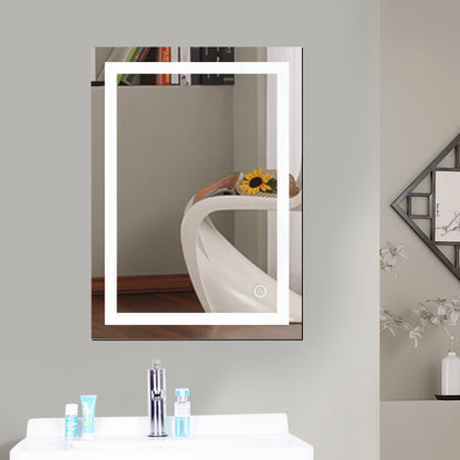 Badkamerspiegel – Wandspiegel – Spiegel – Badkamerwandspiegel – Verlichte Spiegel – 50x70 cm – Zwart Frame – Koel Wit LED 6500K