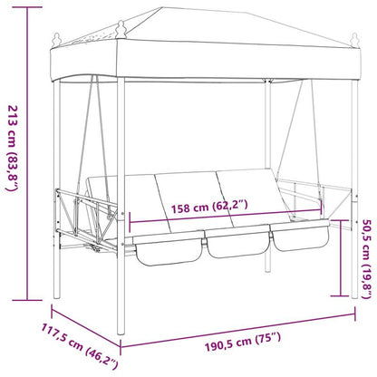 Hollywood Schommelbank – Tuinbank – Zitzak Schommel – Lounger – Swingbed – Stabiel Stalen Frame – Polyester Zonnedak – Sandkleur