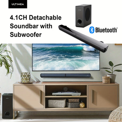 Soundbar – Home Cinema Set – Speakersysteem – Audio Unit – Tv Geluid – 4.1 Kanaals Surround – Draadgebonden Subwoofer – Bluetooth 5.3 – Instelbare Bas