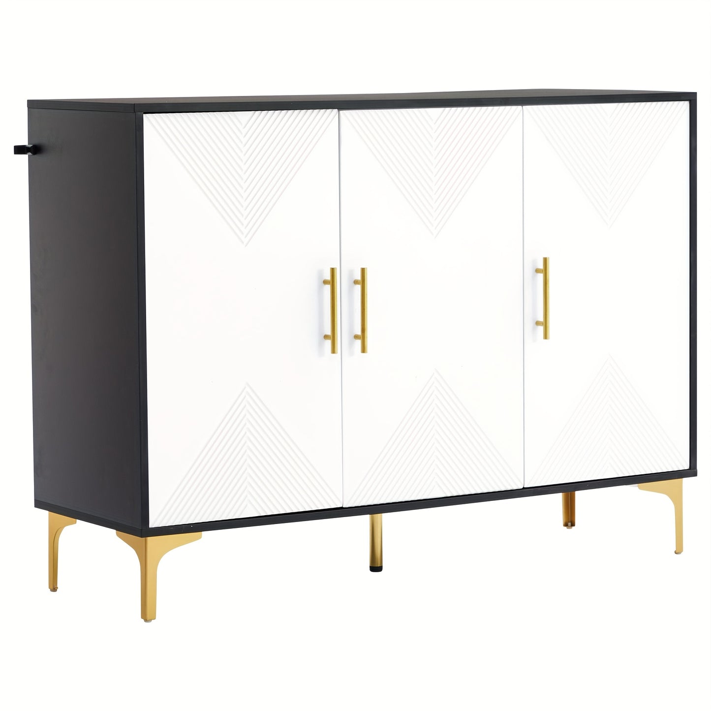 Opbergkast – Kasten – Dressoir – Sideboard – Bergmeubel – Wit Met Gouden Accenten – Ruime Opbergruimte 3,2+ Kubieke Voet – Vrijstaand En Snel Te Plaatsen