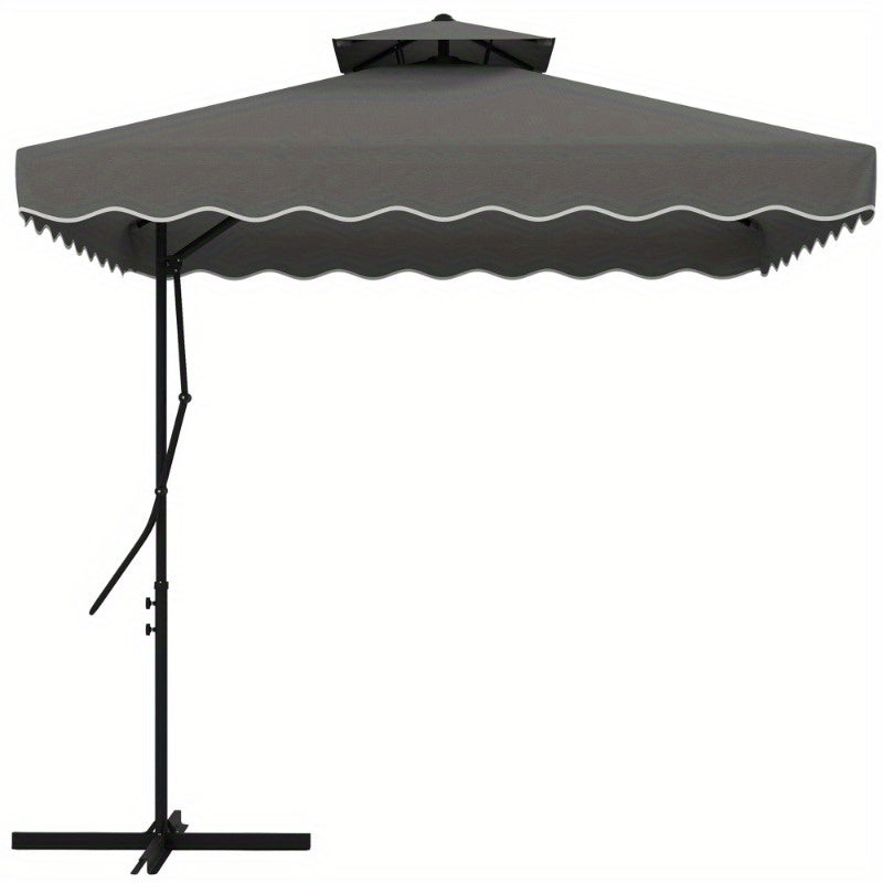 Parasol – Tuinparasol – Balkonscherm – Zonnescherm – Parasoldoek – Dubbele Kap – UV-Bescherming – 244x244 cm – Metaal Frame – Windvast – Donkergrijs