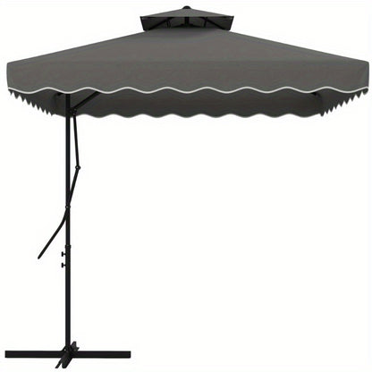 Parasol – Tuinparasol – Balkonscherm – Zonnescherm – Parasoldoek – Dubbele Kap – UV-Bescherming – 244x244 cm – Metaal Frame – Windvast – Donkergrijs