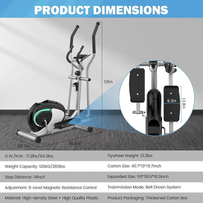 Crosstrainer – Elliptische Trainer – Fitnessapparaat – Hometrainer – Elliptical Trainer – Magnetische Weerstand – Compact En Stabiel Frame