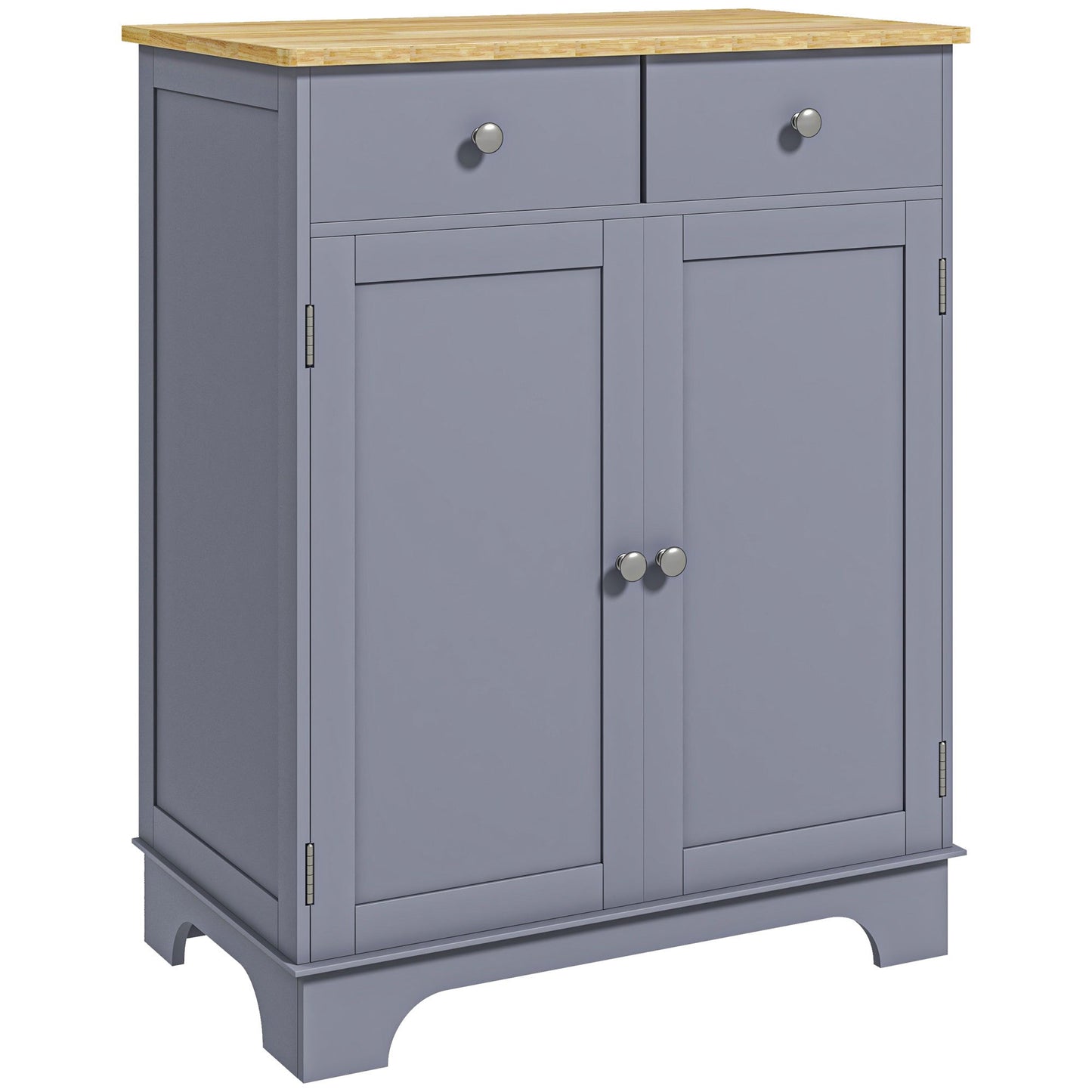 HOMCOM Multi-Storage Buffet with 2 Doors And Adjustable Shelf 2 Sliding Drawers Wooden Teak Top