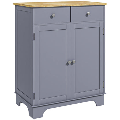 HOMCOM Multi-Storage Buffet with 2 Doors And Adjustable Shelf 2 Sliding Drawers Wooden Teak Top