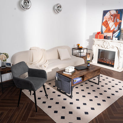 Retro Salontafel – Bijzettafel – Koffietafel – Werktafel – Multifunctionele Tafel – Bruin – Verstelbaar Werkblad – 2 Verborgen Opbergvakken