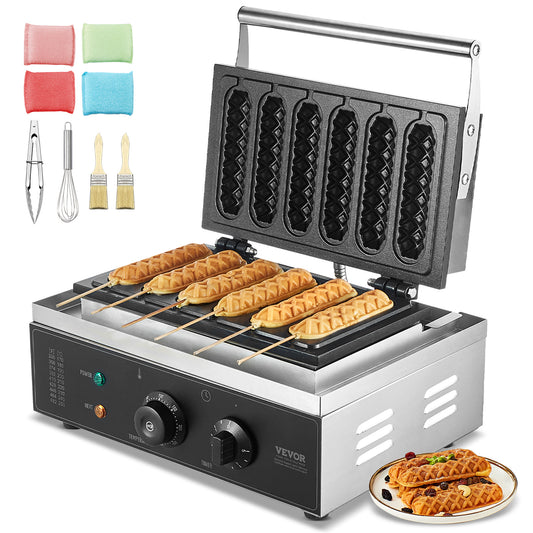 Wafelijzer – Wafelmaker – Wafelstick ijzer – Wafelhotdog apparaat – Snackijzer – Roestvrij staal – 1500W Vermogen – Professioneel & Duurzaam