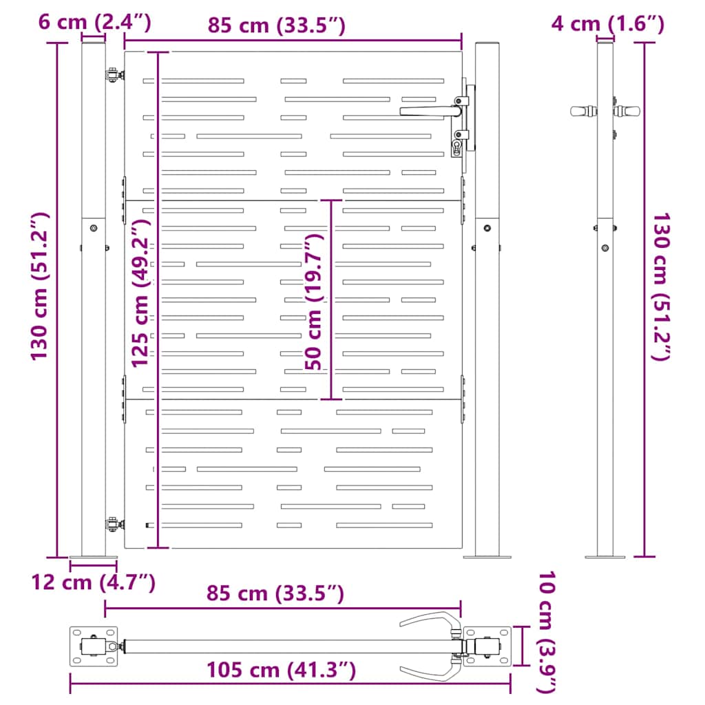 Poort – Tuinpoort – Hekpoort – Schuttingdeur – Toegangshek – Gepoedercoat Staal – Afmetingen 105x125 cm