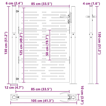 Poort – Tuinpoort – Hekpoort – Schuttingdeur – Toegangshek – Gepoedercoat Staal – Afmetingen 105x125 cm