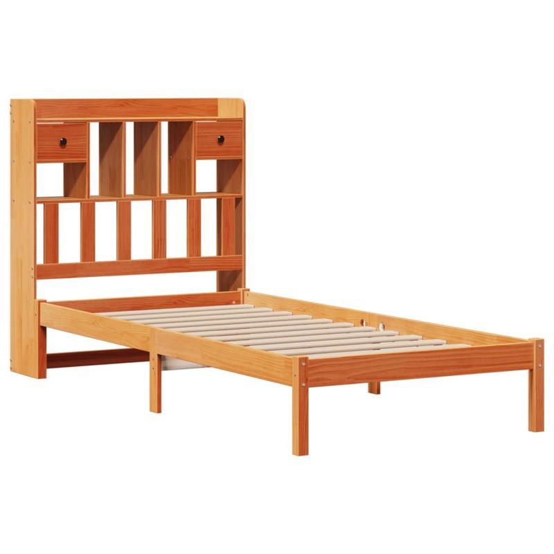 Modern Bookcase Bed with Built-in Shelves - Space-Saving Design, Hardwood Construction, Easy Assembly - for Small Apartments, Dorms, Studios - Marrone Cera (Brown-) - Mattress Not Included - Model 100x200cm (39x79"), Dorm Roo