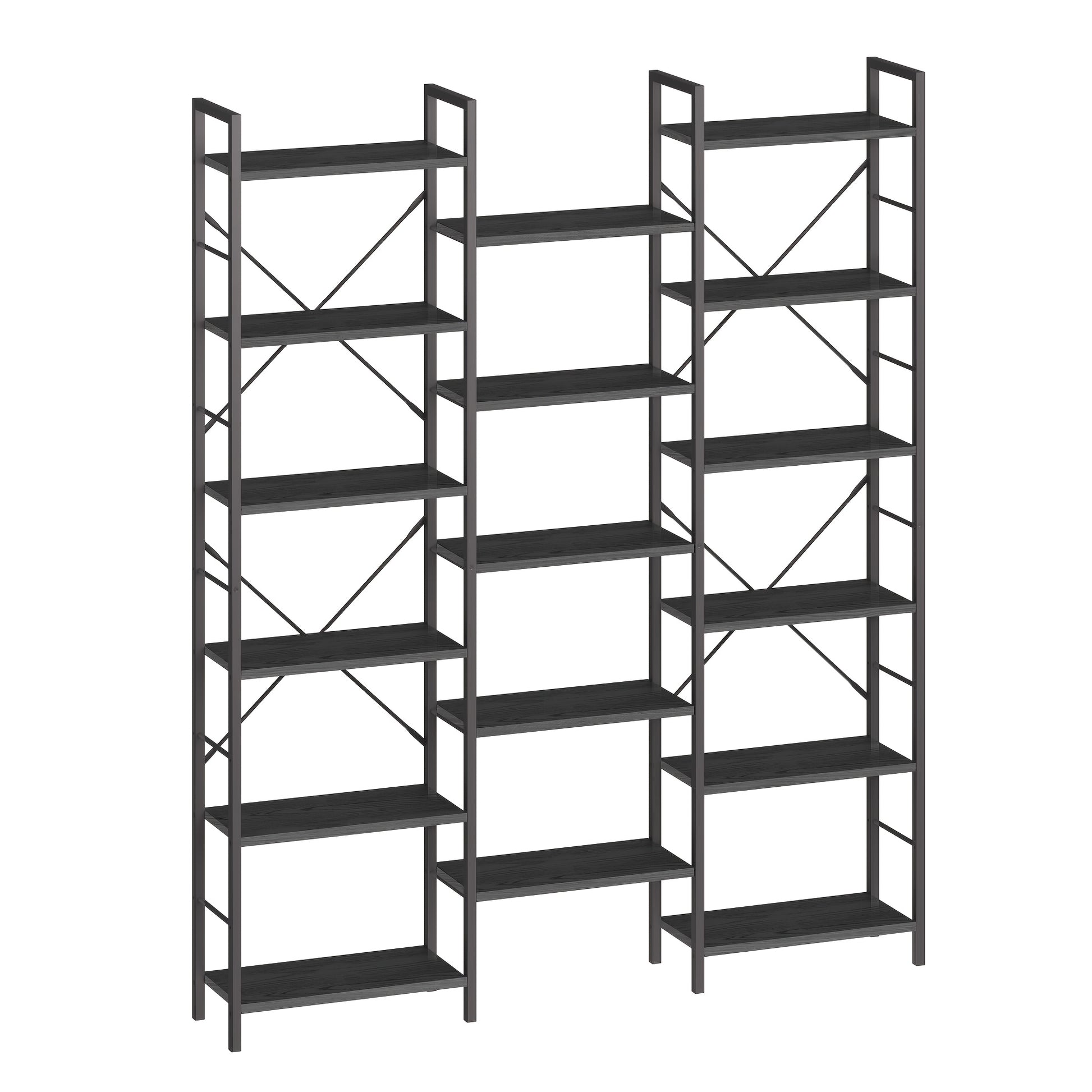 Bookcase, Standing Shelf With 17 Shelves, Closet Storage System, Adjustable Spacing, Book Shelf With Metal Frame, For Living Room, Bedroom, Home Office, Mounted Closet Systems - QUORE