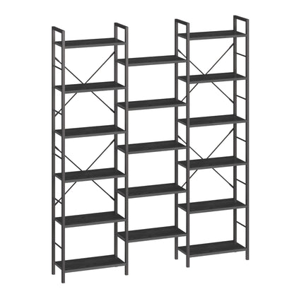 Bookcase, Standing Shelf With 17 Shelves, Closet Storage System, Adjustable Spacing, Book Shelf With Metal Frame, For Living Room, Bedroom, Home Office, Mounted Closet Systems - QUORE