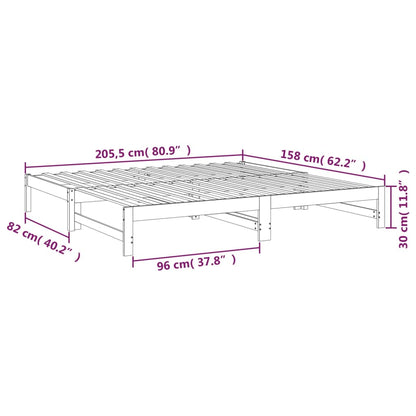 Slaapbank – Bedbank – Logeerbed – Bedbank Met Slaapfunctie – Massief Dennenhout – 195,5x148x30 cm – Slatted Design Voor Ventilatie
