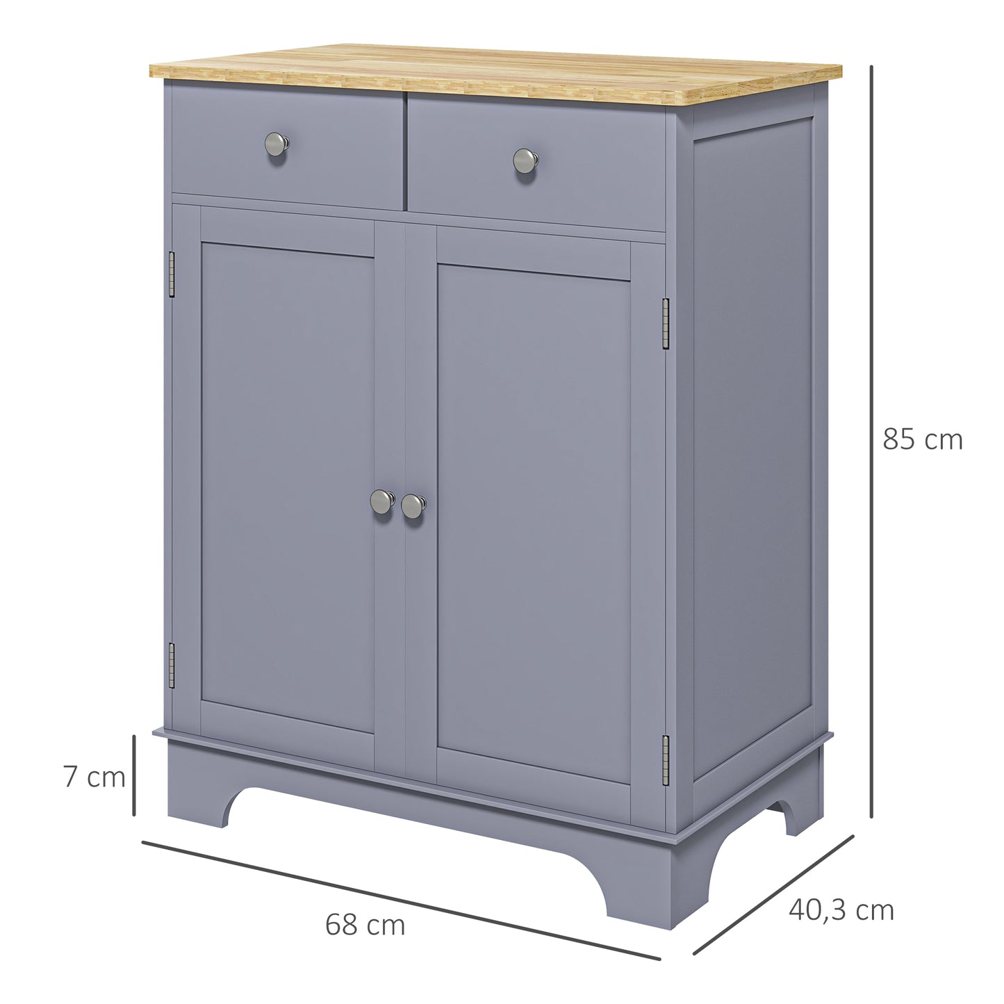 HOMCOM Multi-Storage Buffet with 2 Doors And Adjustable Shelf 2 Sliding Drawers Wooden Teak Top