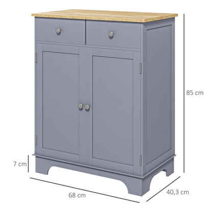 HOMCOM Multi-Storage Buffet with 2 Doors And Adjustable Shelf 2 Sliding Drawers Wooden Teak Top