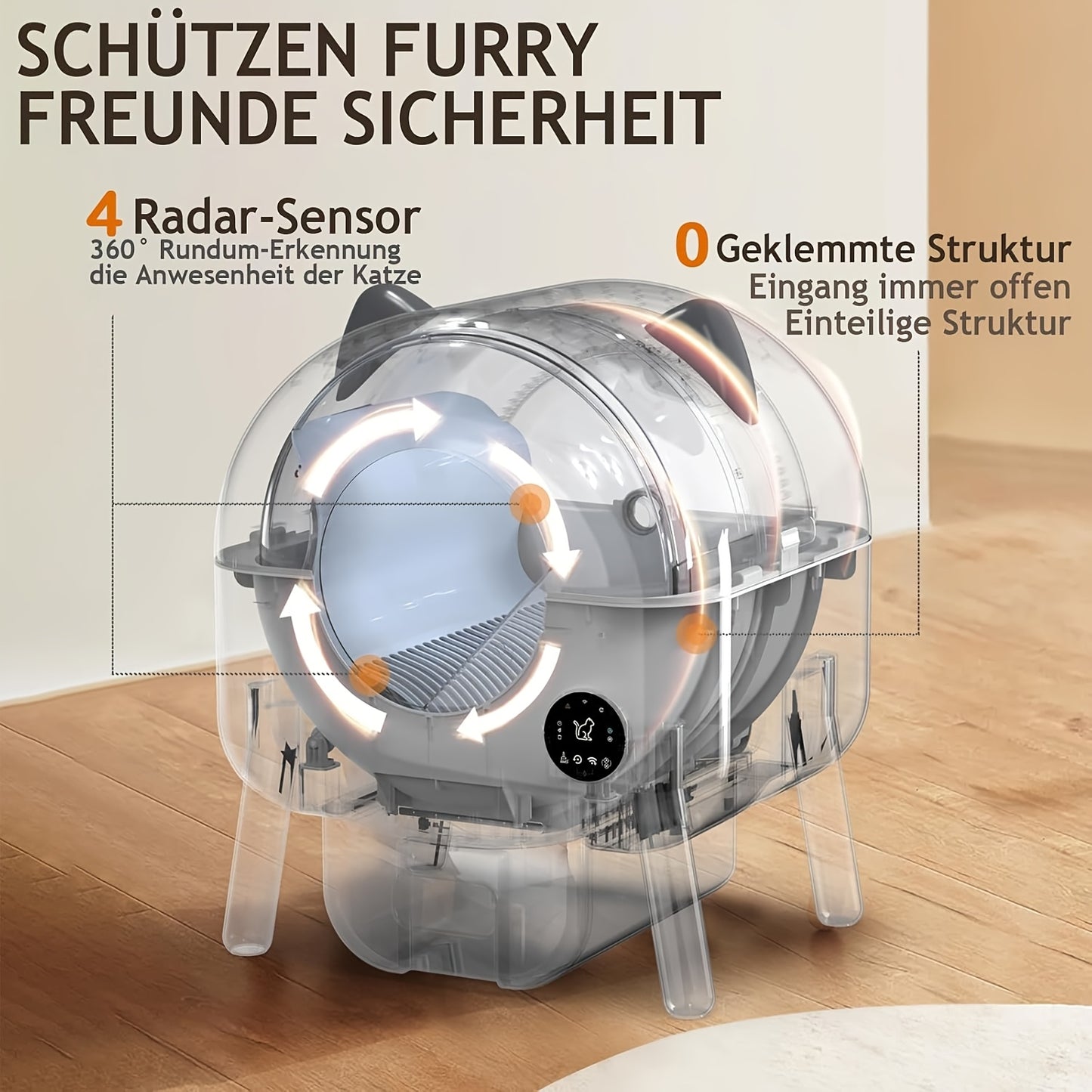 Kattenbak – Kattentoilet – Zelfreinigende Bak – Automatische Kattenbak – Kattenbak Open Top – Stil & Veilig – Geschikt Voor Meerdere Katten – Geurvrij Afvalbeheer
