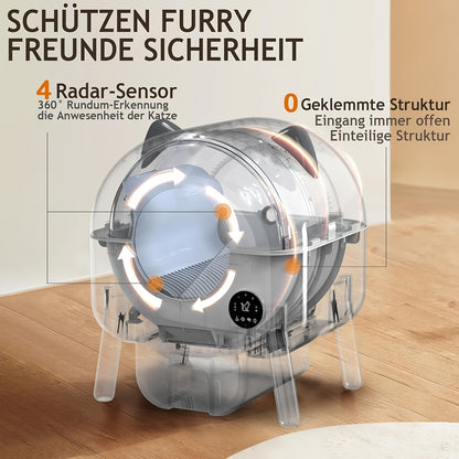 Kattenbak – Kattentoilet – Zelfreinigende Bak – Automatische Kattenbak – Kattenbak Open Top – Stil & Veilig – Geschikt Voor Meerdere Katten – Geurvrij Afvalbeheer