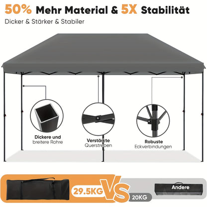 Partytent – Feesttent – Tuintent – Paviljoen – Vouwtent – One-Touch Pop-Up – 3x6 Meter – Versterkt Stalen Frame – Windbestendig