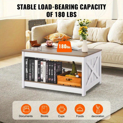Salontafel – Koffietafel – Woonkamertafel – Bijzettafel – Tafel – Landelijke Stijl – Compact 31 x 12,7 cm – Hout Met Open Opbergvak
