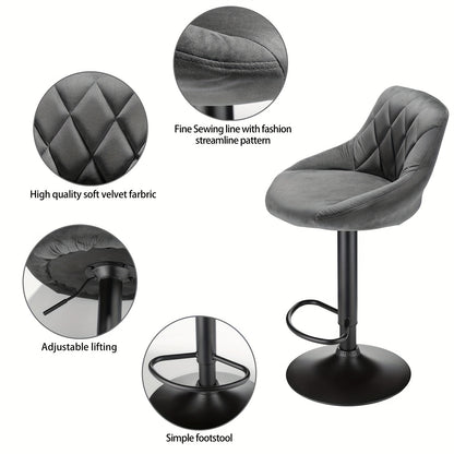 Barstoel – Barkruk – Barstoel Kruk – Barkrukken – Barstoelen – Set Van 4 – Fluwelen Bekleding – Draaibaar Metalen Onderstel