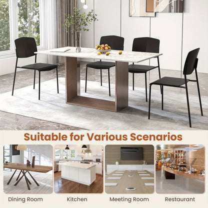 Eetkamerstoelen – Stoelen – Keukenstoelen – Stapelbare Stoelen – Zwarte Kuipstoelen – Duurzaam PP-Plastic – Metalen Poten – Ergonomisch Comfort – Draagkracht 160 kg