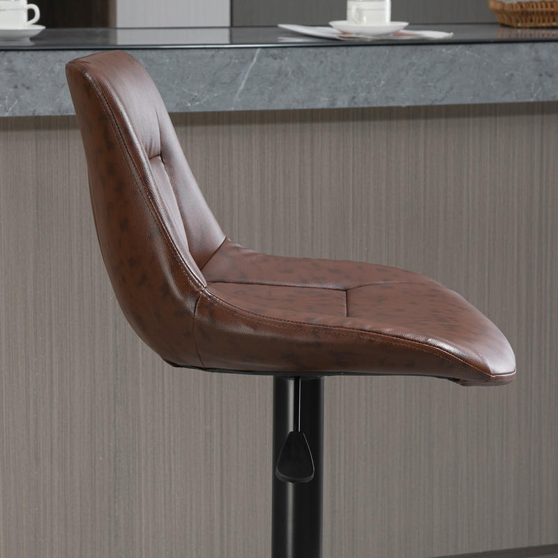 Set of 2 bar stools, height-adjustable, including footrest, 46.5cm x 50cm x 108cm, black + brown,  Vintage Aesthetic, Classic Design, Heightadjustable Stools, Swivel Stools, Bar Owners, Apartment Dwellers
