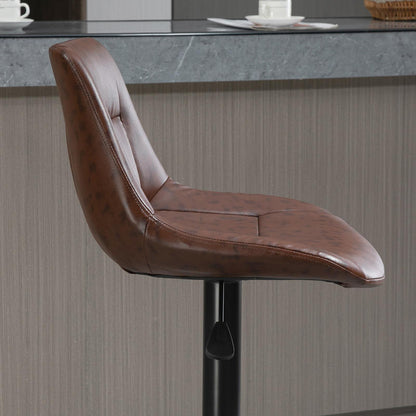 Set of 2 bar stools, height-adjustable, including footrest, 46.5cm x 50cm x 108cm, black + brown,  Vintage Aesthetic, Classic Design, Heightadjustable Stools, Swivel Stools, Bar Owners, Apartment Dwellers