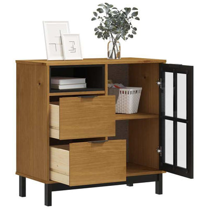 Sideboard with glass doors FLAM 80x40x80cm solid pine wood