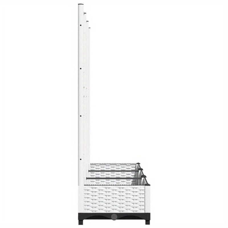 Plantenbak Met Rankgitter – Tuinbak – Klimplantbak – Balkonbak – Buitenbloembak – Wit – Weerbestendig Kunststof – 120x40x121,5 Cm