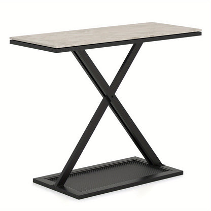 Sidetable – Consoletafel – Haltafel – Wandtafel – Bijzettafel – Kunstmarmeren Blad – Metalen Frame – Verstelbare Voetpaden – Anti-Kantelbeveiliging