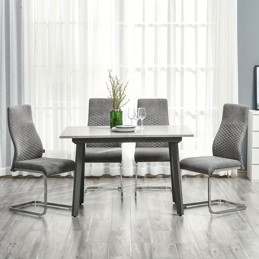 Eetkamerset – Eettafelset – Eethoek – Keukentafel – Stoelenset – Compact Ontwerp – Stalen Frame Met Velvet Bekleding – Grijs – 45x61x98 cm