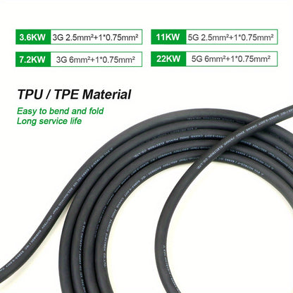 EV Charger 16A 3.6KW Type 2 Charging Wallbox Electric Vehicle Hybrid Car Cable 5m
