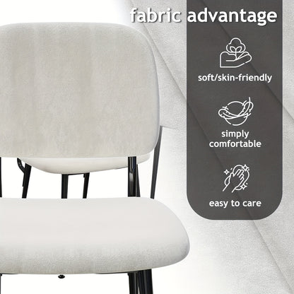 Set van 2 Sherpa Eetkamerstoelen – Witte Stoelen met Metalen Poten – Ergonomisch, Stijlvol en Comfortabel voor Keuken, Woonkamer of Eetkamer