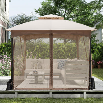 Tuinpaviljoen 3x3 meter – Tuinkamer – Terraspaviljoen – Partytent – Overkapping – Waterdicht dubbel dak – Stabiel metalen frame met muskietennetten