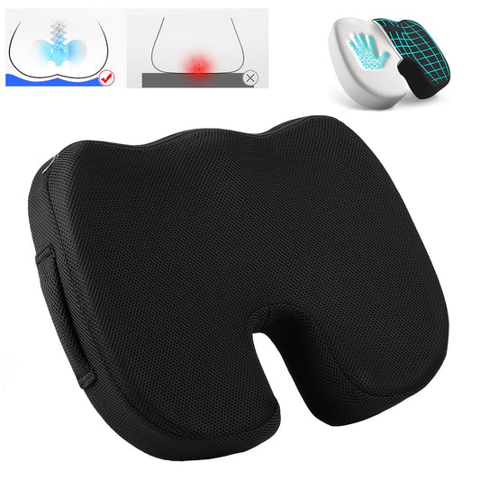 Ergonomisch Stoelkussen met U-vormige Rugondersteuning – Ademend Mesh en Gel Pad – Drukverlichting voor Onderrug, Heupen en Billen – Verstelbaar Koord, Past op de Meeste Stoelen (45x35x7 cm)