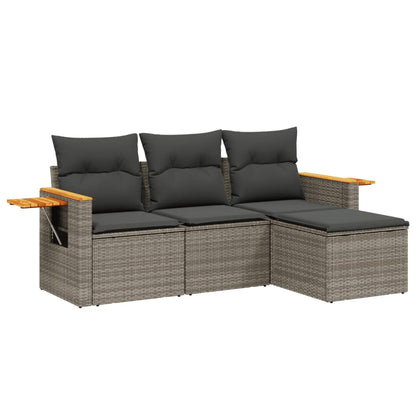 Loungeset – Loungesets – Tuinset – Tuinmeubel – Zitgroep – PE-Rattan Weerbestendig – Opbergruimte Met Waterdichte Zak – Inclusief Inklapbare Zijtafel – Beige/Grijs